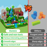 Uucoco 100PCS Magnetic Blocks - Grassland Magnetic Building Blocks Set, Magnetic Tiles STEM Sensory Outdoor Toys, Build Forest World Cubes Set for 3+ Year Old Boys&Girls, Christmas Birthday Gift