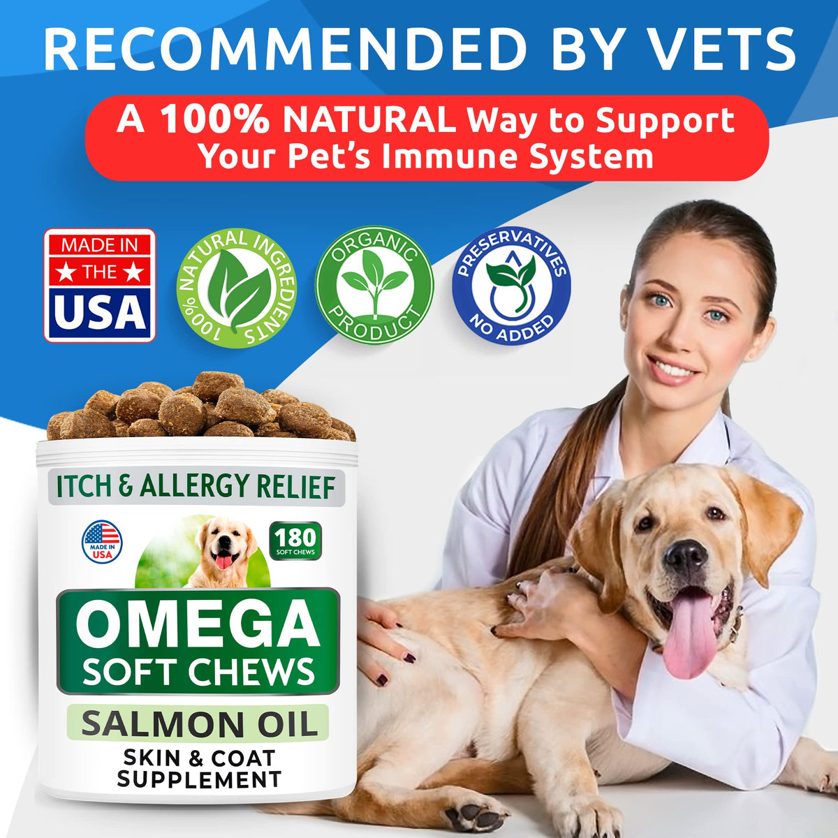 BARK&SPARK Omega 3 for Dogs, Fish Oil Skin & Coat, Itch&Allergy Support