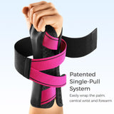FREETOO Carpal Tunnel Wrist Brace Night Support Fit Right Hand for Work, Pain Relief Wrist Splint for Tendonitis, Arthritis, Fit Women and Men, Wrist Stabilizer Brace for Sleeping (L/XL, Black/Pink)