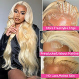 Cloudeer 28 Inch 613 13x6 Lace Front Wig Human Hair 200 Density Blonde Wig Human Hair 613 HD Lace Frontal Wig 13x6 Blonde Body Wave Lace Front Wigs Human Hair Pre Plucked