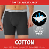 Hanes Men's Boxer Soft Breathable Cotton ComfortFlex Waistband, Multipack Brief Underwear, 6 Pack - Black/Gray, Large