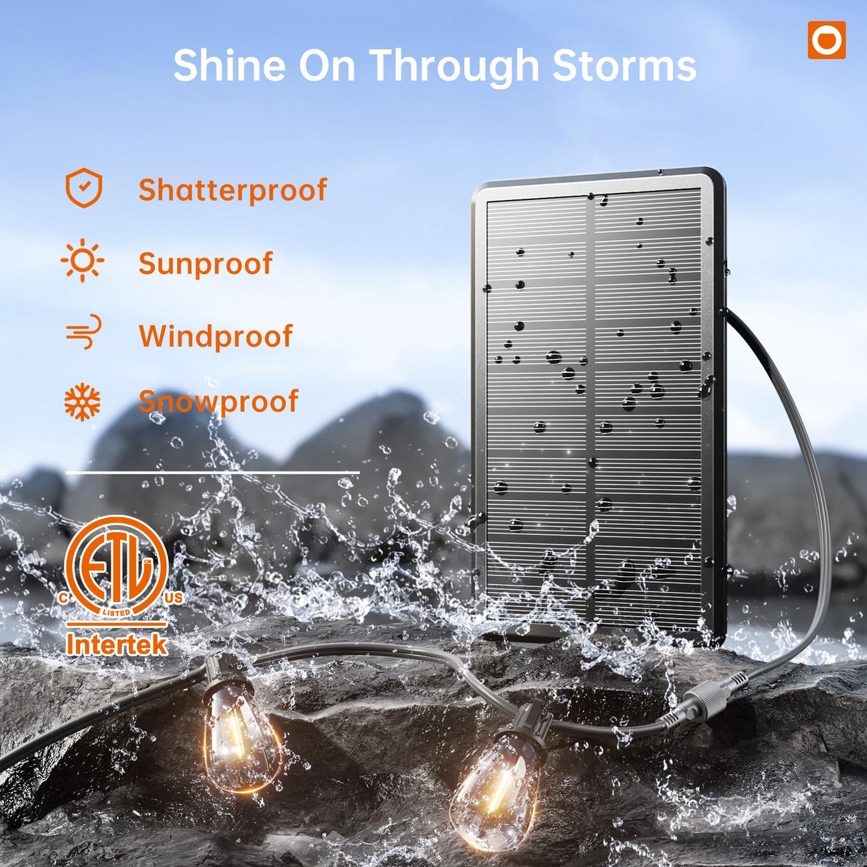 addlon 35FT Solar String Lights Outdoor, IP54 Waterproof Solar Powered with Remote & USB Port, 10+1 LED Shatterproof Bulbs, Dimmable Solar Light Outdoor for Camping Backyard Bistro Porch