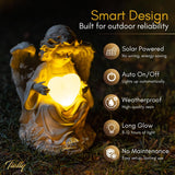 TIALLY Solar Garden Angel Statue – Praying Guardian Angel Statue Light for Outdoor Yard Decor, White Resin Garden Sculpture with Soft Glow for Angels Memorial or Cemetery Use