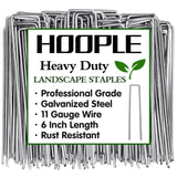 HOOPLE 200Pack 6 Inch 11 Gauge Galvanized Landscape Staples,Stakes for Outdoor Decorations, Anti-Rust Staples for Weed Barrier Fabric, U-Shaped Tent Stakes (200)