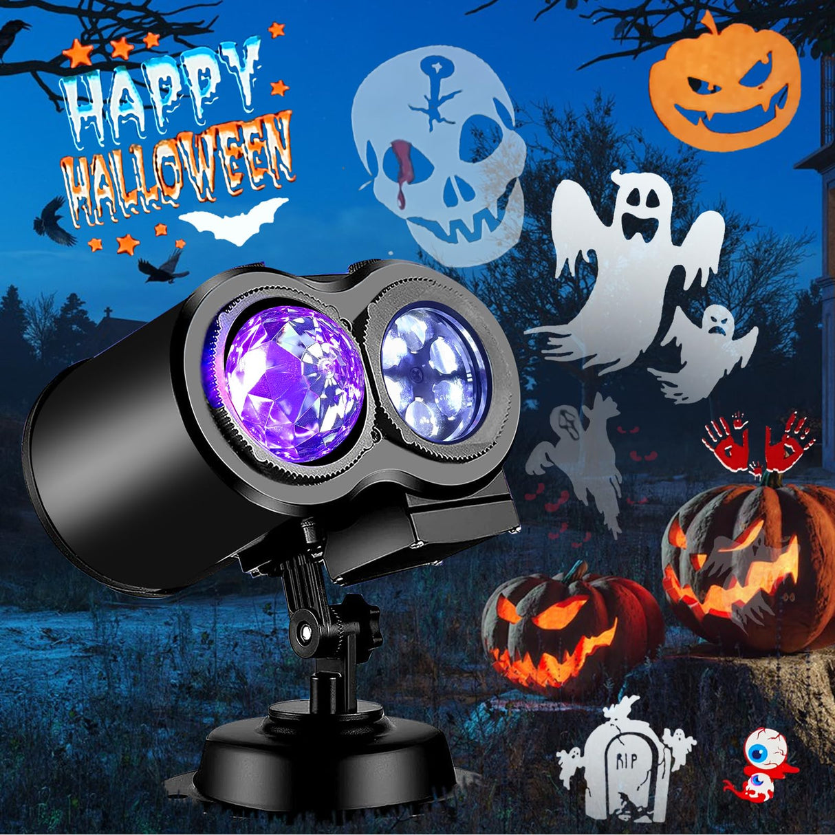 Brighter Halloween Decorations Projector Lights, 2025 Upgraded Holiday Projectors, Christmas Projector with 19 HD Replaceable Slides (Ocean Wave & Patterns), Waterproof Halloween Projector Light Show