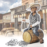 Taiyin 4 Pcs 32.8 Foot Fake Rusted Barbed Wire Decoration Halloween Plastic Faux Barb Wire Prop Western Decor for Cowboy Christmas Party (Silver)