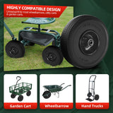 USCaster 4.10/3.50-4 Tire and Wheel Flat Free,10-Inch Solid Wheel Replacement with 5/8 Extra 3/4 &1/2 Bearings,2.2" Offset Hub -Compatible with Hand Truck,Wheelbarrow,Dolly(Wave,Black)