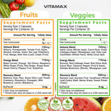 Vitamax Super Fruit and Vegetable Supplements – Whole Superfood Vitamins & Minerals – 90 Veggie and 90 Fruit Capsules for Women, Men, and Kids - Soy Free – Made in The USA