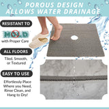 Enkosi Loofah Shower Mat with Drain Hole – Cushioned Anti-Slip Square Bath Mat for Showers, and Bathroom Floors – Textured PVC, Non Slip Safety Pad for Walk-in Stalls and Wet Areas (27x27 Grey)