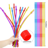 Geiserailie 12 Pieces Flexible Drinking Straws Extra Long Bendy Plastic Straws for Party Camping Limited Mobility Situations Dishwasher(Red, Yellow, Blue, Purple, 28 Inches)