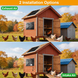 ladate 25W Metal Frame Solar Powered Fan with Battery, IP65 Waterproof Solar Exhaust/Intake Fan for Chicken Coop, Greenhouse, Dog House and Shed, Low Noise
