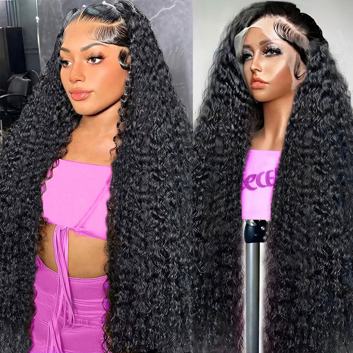28 Inch 13X6 Deep Wave Lace Front Wigs Human Hair Pre Plucked 200% Density HD Lace Frontal Wigs for Women Curly Human Hair Wig Wet And Wavy HD Lace Front Wigs Pre Plucked