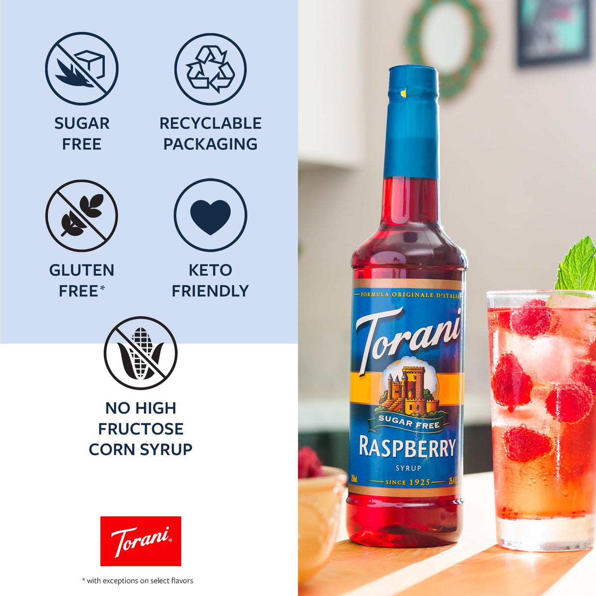 Torani Sugar Free Drink Syrup Coffeehouse Variety Pack, 12.7 fl oz Set of 4