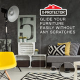 Furniture Sliders X-PROTECTOR - 8+8 Pack 3 1/2” - Multi-Surface Furniture Sliders for Carpet & Hard Floors - 8 Furniture Movers for Carpeted Floors and 8 Hardwood Socks - Move Your Furniture Easily!