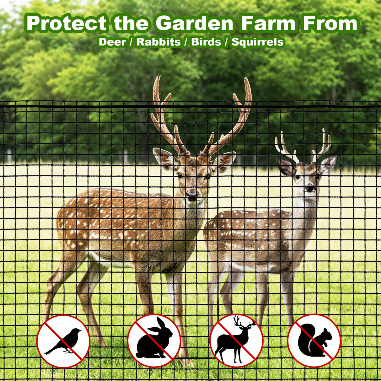 4x100FT Deer Fence Netting for Garden, 55GSM Plastic Mesh Temporary Fence
