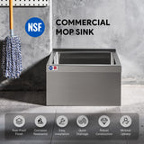 WILPREP Commercial Mop Sink, 19x16x8 Inch 304 Stainless Steel Utility Sink with Strainer & X-Shaped Floor Guides for Kitchen Laundry Garage Pet Salon