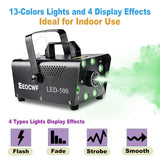 Upgraded Fog Machine, Mini Smoke Machine 2000CFM Fog Output 8 LED 13-colors Lights with Wireless Remote Support Timing, 500W Auto Spray Fogger for Christmas Halloween Party DJ Show Wedding Indoor Use