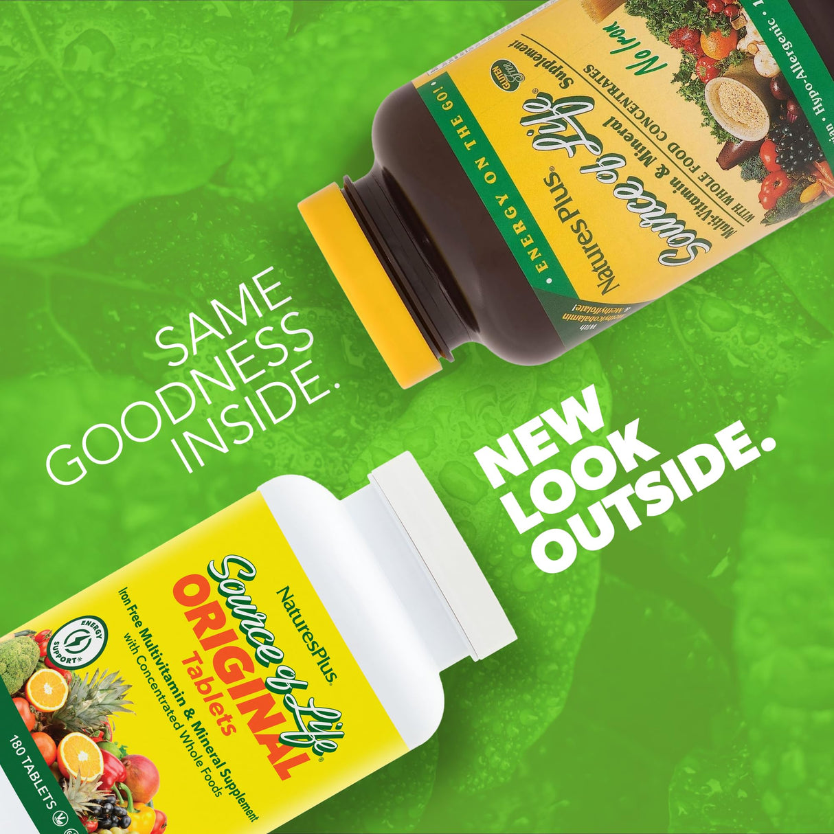 NaturesPlus Source of Life No Iron - 180 Tablets - Multi-Vitamin & Mineral Supplement - Supports Natural Energy & Overall Well-Being - Gluten Free, Vegetarian - 60 Servings