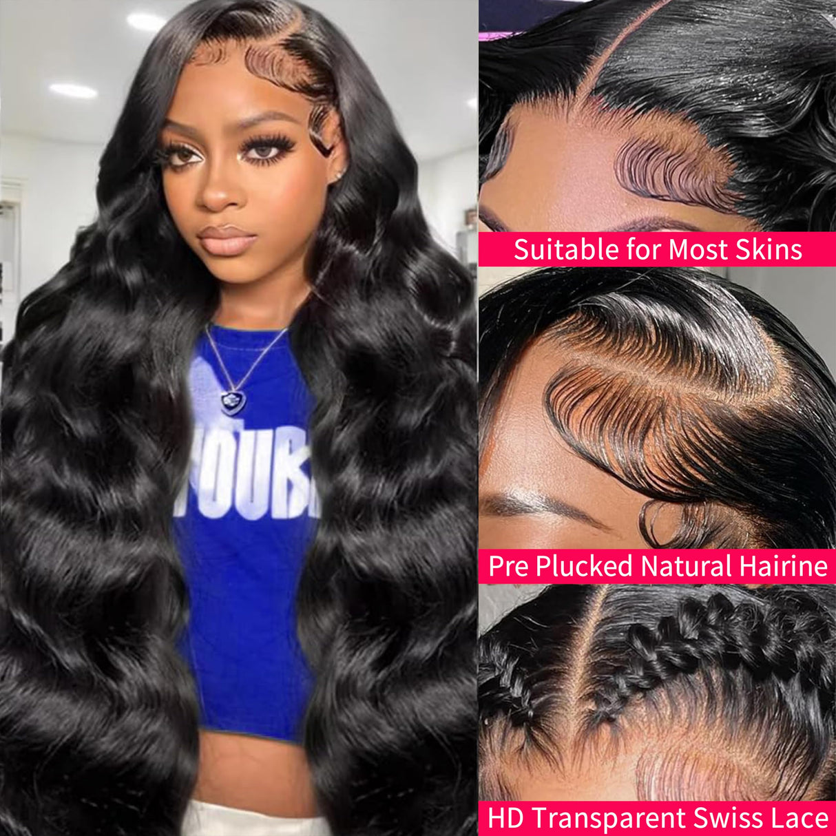 HOISAKA Wigs Human Hair 13x6 Lace Front Wigs Human Hair Body Wave 30 Inch Glueless Wig Human Hair Pre Plucked With Baby Hair 12A Brazilian Virgin Hair Wigs 200 Density