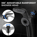 Newfinde High Pressure Rain Shower Head with Handheld Spray Combo: Detachable Dual Shower Head with 10 Sprays Modes - Upgrade Knob Spray Mode Selector and Magnetic Guidance Docking System