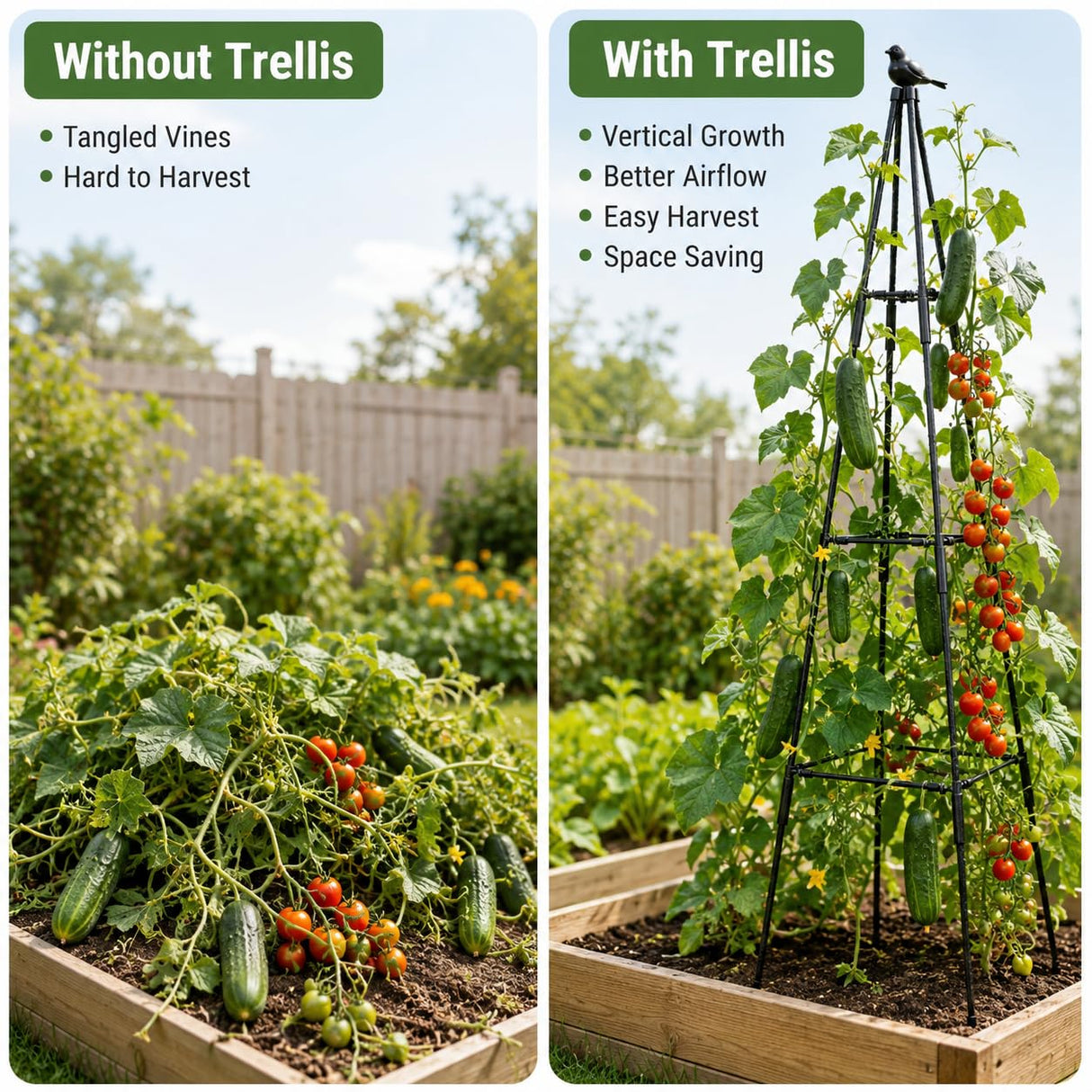 OTOSUNNY 67inch Garden Obelisk Trellis for Climbing Plants Outdoor, 2 Pack