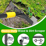 Weed Scraper Tool for Driveway Cracks, Long Handle Floor Scraper for Removing Weeds, Moss & Dirt, Heavy Duty Rustproof Metal Blade, Stand-Up Weeder for Sidewalk, Patio & Lawn Edging