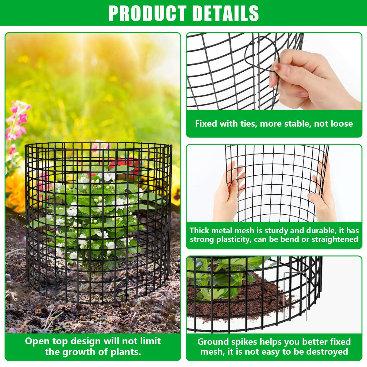 5 Pack Plant Protectors from Animals, 13x12" Plant Cages for Outdoor Plants