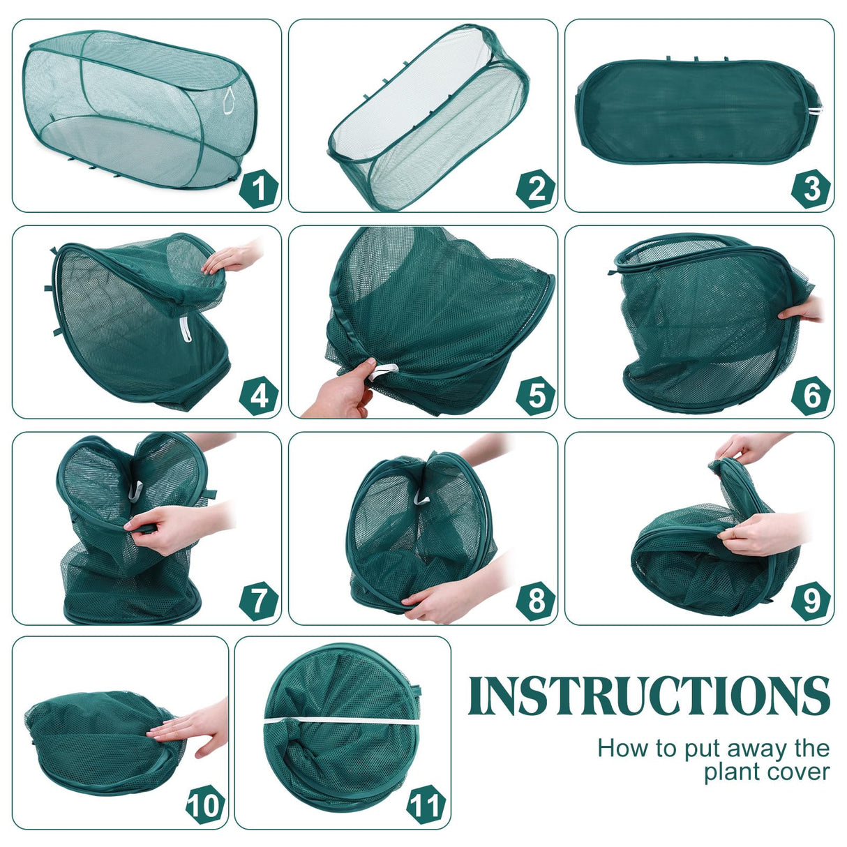 Threehoney 6 Pack Pop up Mesh Plant Covers Outdoor Plant Protector with Ground Nails for Garden Net Guard for Protecting Vegetables Fruits Seedlings Flowers from Animals 35" L x 14" W x 16" H