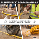 IRON FORGE CABLE 2 Pack of 10 Foot Outdoor Extension Cords - 12/3 SJTW Heavy Duty Lighted Yellow Extension Cable Set, 15 AMP