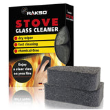 RAKSO Stove Glass Cleaner for woodburning stoves and Burners, Sponge, Fireplace Cleaner, Glass pane Cleaner, 2 Pieces, Black