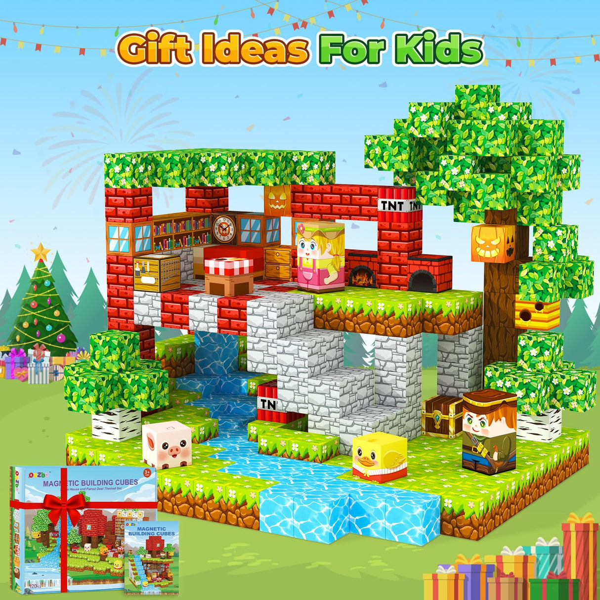 Magnetic Blocks Kids Games Building Toys for 3 4 5 6 7 8 9 10 11 12 Year Old Boys Girls, Magnetic Tiles Cubes STEM Sensory Toys for Toddler Travel Party Christmas Birthday Gifts