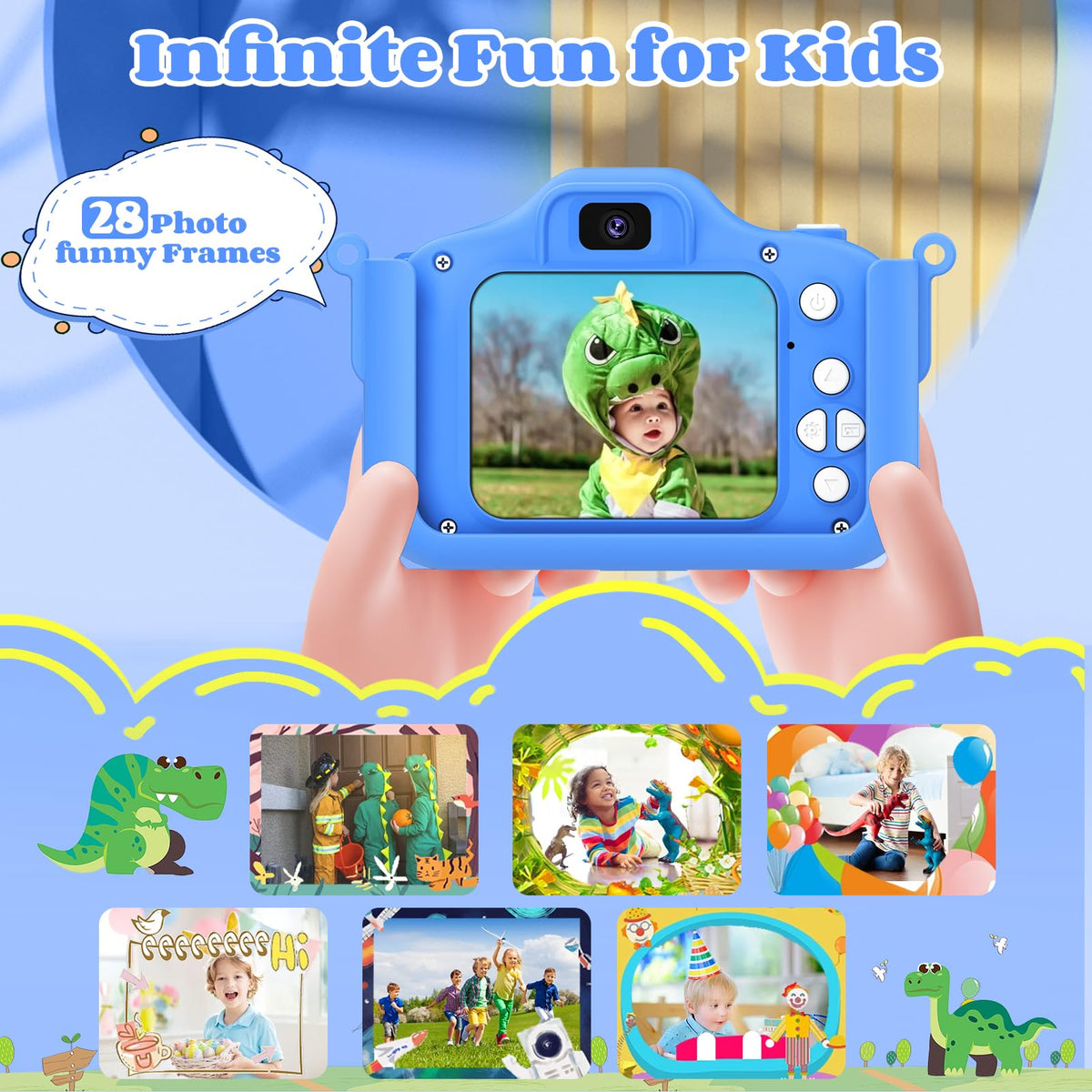 Kids Camera for 3-8 Year Old Girls Boys, 48MP Dual Lens 1080P Toddler Camera for Kids with 64GB SD Card, Children Digital Video Camcorder Selfie Camera Christmas Birthday Gifts