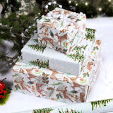 BIOBROWN Reversible Christmas Wrapping Paper - Jumbo Roll - 30 Inch X 33 Feet (82.5 sq. ft. ttl.) - Doe Floral Design Perfect for Xmas, Party, Holiday Gift Wrap