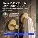 HOME SO Suction Cup Hooks for Shower & Bathroom Towel Holder 2-Pack – Suction Cups Hooks for Hanging Towels, Robes, & Coats - Tiles, Glass Door or Mirror – Shower Hooks & Towel Hooks Organizer - Gold