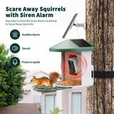 HARYMOR Smart Bird Feeder with Camera - AI Identify Birds Species, Solar Powered Bird House with Cam, 2L Large Capacity, 2K HD Video Live Stream, Instant Arrival Alerts - Green