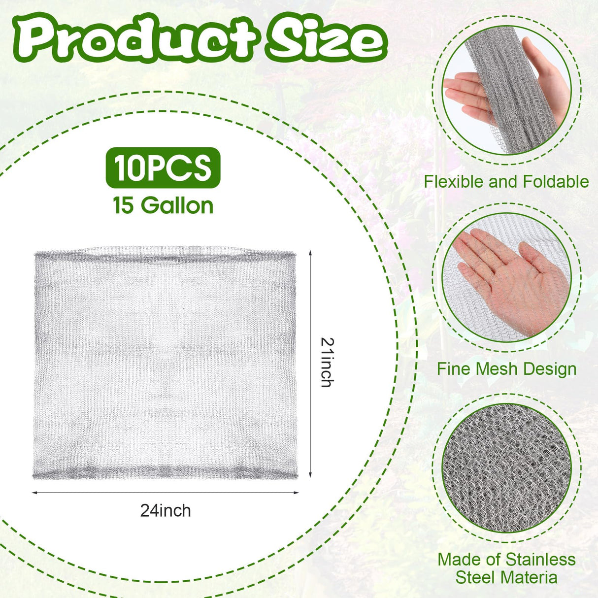 Yaocom 10 Pcs 15 Gallon Gopher and Vole Wire Baskets Stainless Steel Plant Root Protector Gopher Cages for Tree Flowers Vegetables Garden Underground Protection
