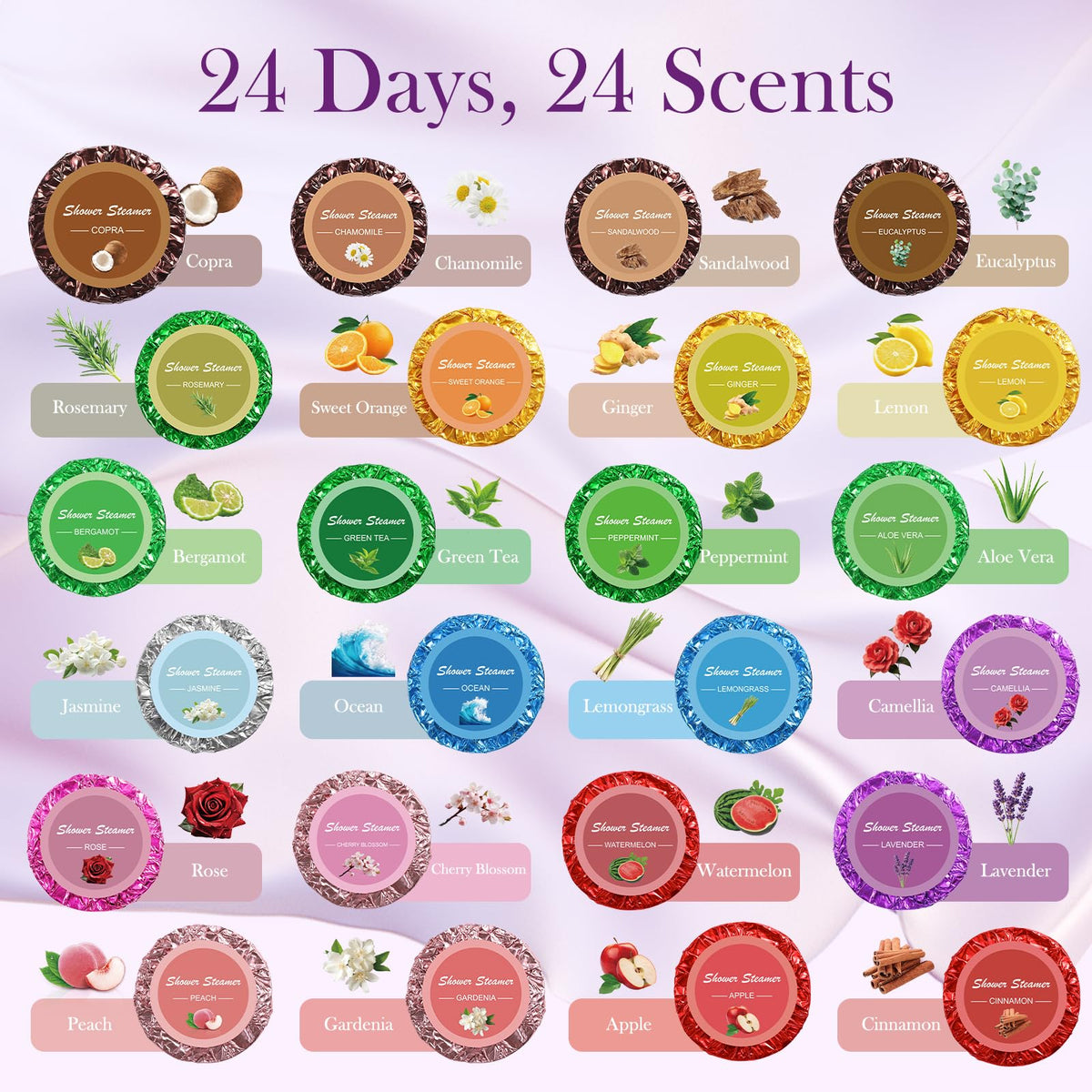 Advent Calendar 2026 Shower Steamers - 24 Pack Shower Steamers Aromatherapy