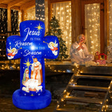 Civaner 6FT Christmas Inflatable Nativity Scene Decoration with Built in LED Lights, Jesus is The Reason for The Season Christmas Holy Nativity Decoration for Xmas Outdoor Yard Garden Lawn