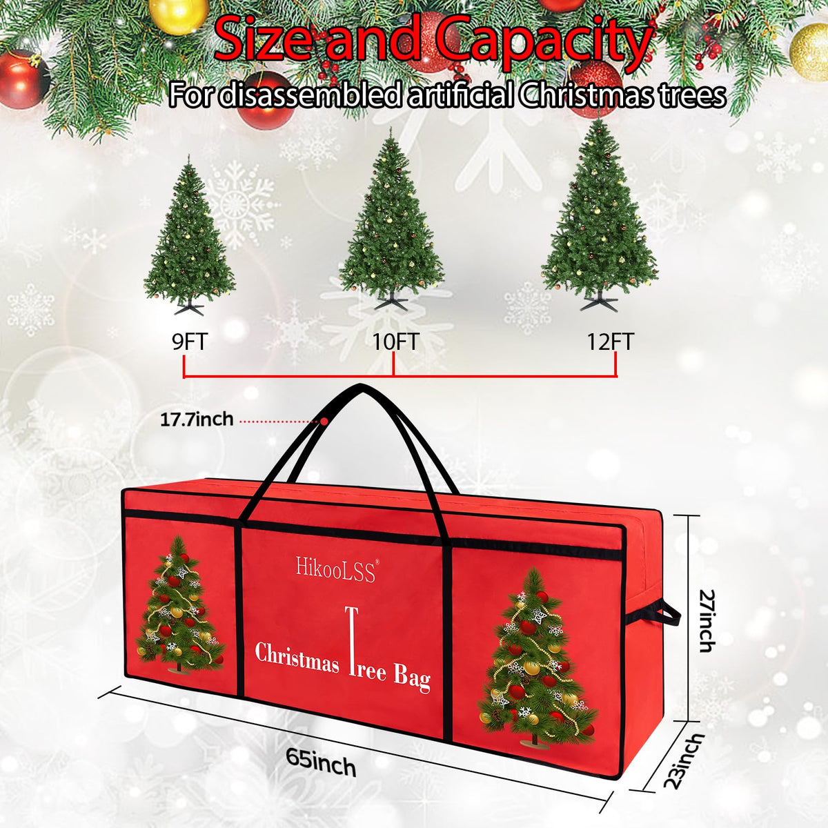 HikooLSS Christmas Tree Storage Bag 12 Ft Tall Tree Container Heavy Duty