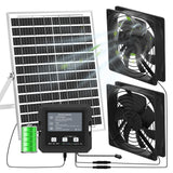 25W Solar Fan for Chicken Coop with Battery, Solar Exhaust Fan for Shed & Greenhouse, 3 Modes Controller (Continuous/Timer/Motion Sensor), Solar Powered Fan for Intake or Exhaust Vent Cooling