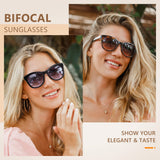 EASY READ Bifocal Reading Sunglasses for Women，Fashion Sun Readers UV400 Protection(Magnification 2.50, Brown)