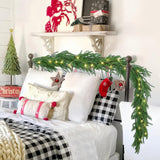 Hananona 2 Pcs 6 Ft Artificial Norfolk Pine Garlands, Real Touch Winter Pine Garland, Green Artificial Greenery Garland for Table, Mantle, Wall, Indoor, Outdoor Christmas Decorations (2, 6 FT)