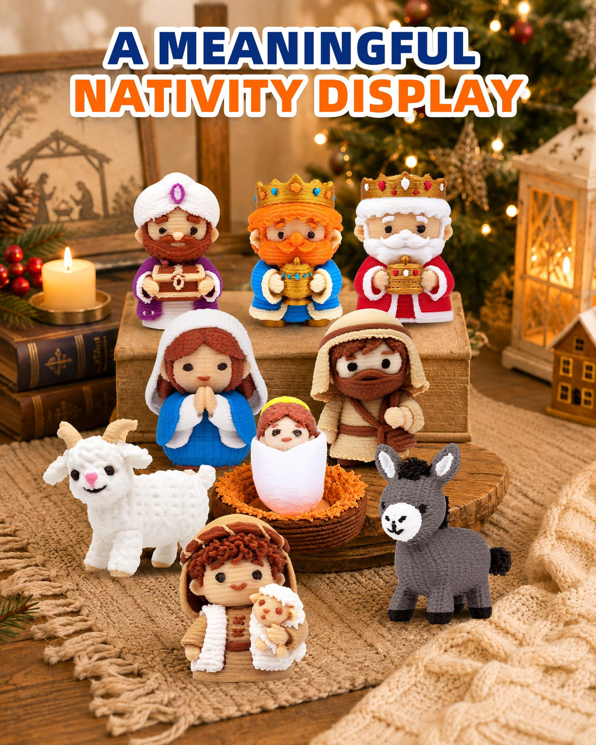 Nativity Advent Calendar 3D Printed Nativity Set Toys Gift for Toddler Kids