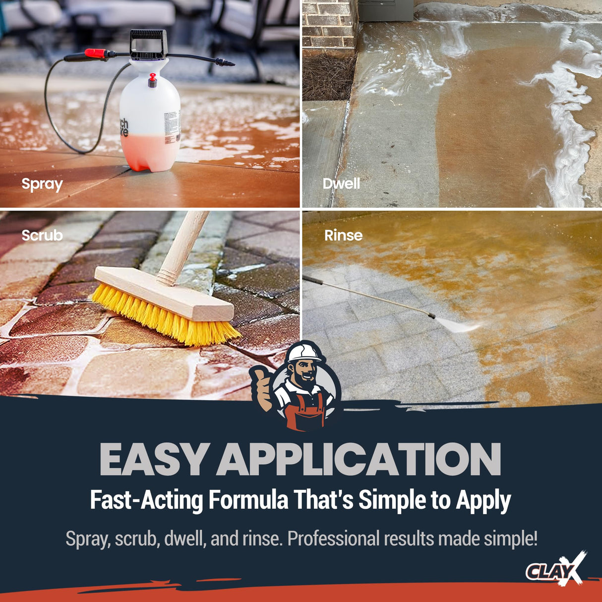 RadonSeal Clay-X Red Clay Stain Remover – 1 Gallon | Removes Red Clay Stains & Rust from Concrete, Brick, Pavers, Stucco & Masonry | Fast-Acting, Professional-Strength Spray Cleaner