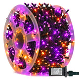 FUNPENY 164FT 500 LED Halloween Lights, 8 Modes Waterproof Plug in String Lights for Halloween Indoor Outdoor Yard Party Wedding Garden Home Decorations (Purple & Orange)