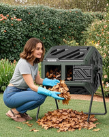 THE Growing 43 Gal Outdoor Compost Bin Tumbler for Backyard Garden, Green