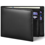 MARZAHAR Genuine Leather Mens Wallet, RFID Blocking Bifold, Black