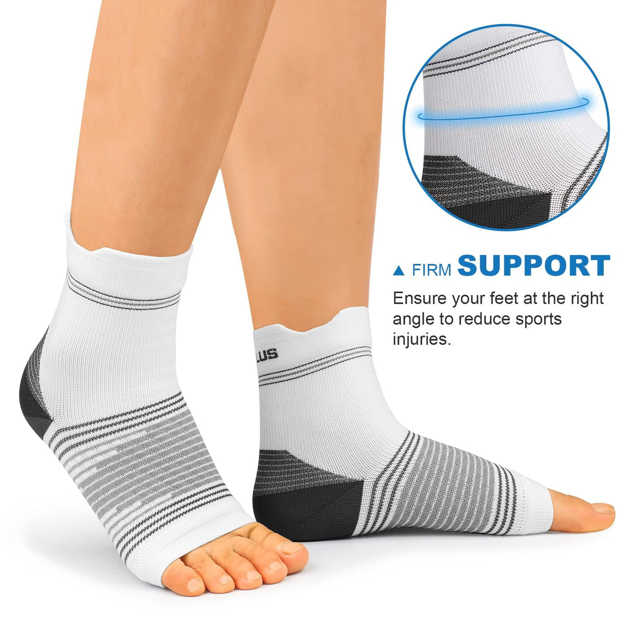 Plantar Fasciitis Sock (6 Pairs) for Men and Women, Compression Foot Sleeves with Arch and Ankle Support (White, Small)
