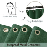 MIULEE Christmas Dark Green Scalloped Shower Curtain Linen Textured with 12 Metal Hooks Cute Heavy Duty Washable Waterproof Thick Cloth Shower Curtains with Black Border for Bathroom Hotel,W72*L72