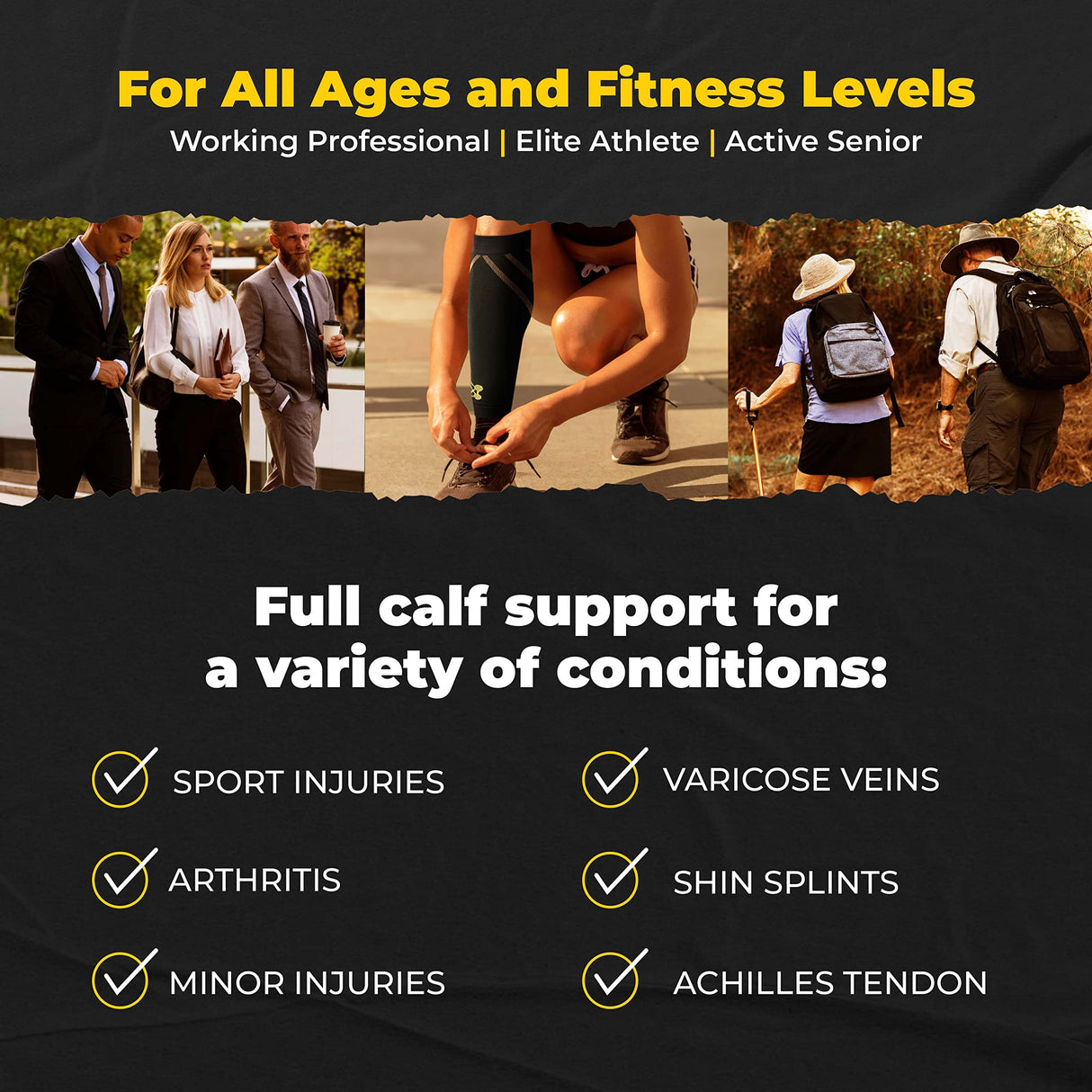 Calf Compression Sleeve for Men & Women –Leg Compression Sleeve for Shin Splint Relief, Leg Cramps, Varicose Vein Compression Leg Sleeve, Calf Sleeves for Runners -Copper Infused Nylon 20-30mmHg Large